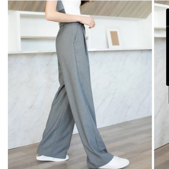 Grey Wide Leg Trousers - Picture 3 of 6